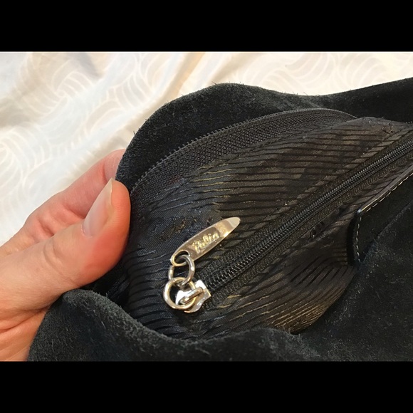 Palio black suede, leather flower deco bag, EUC! - Picture 5 of 8